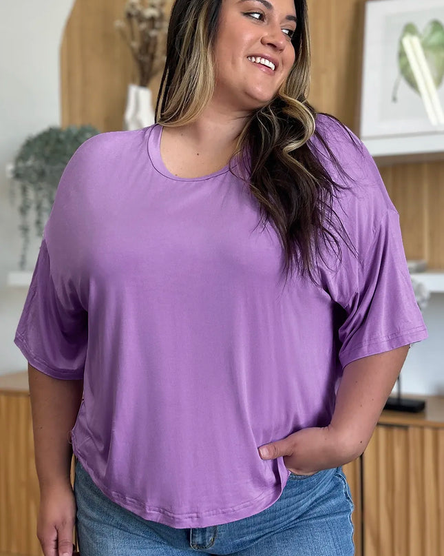 Basic Bae Bamboo Full Size Round Neck Drop Shoulder T-Shirt