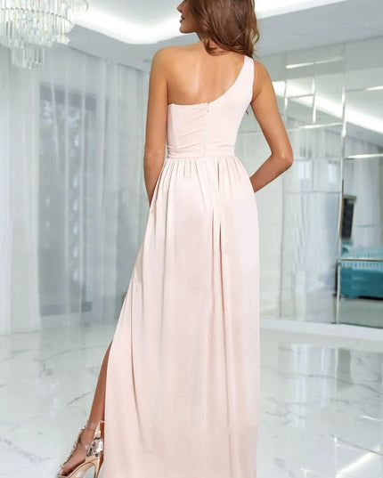 One-Shoulder High Slit Dress 