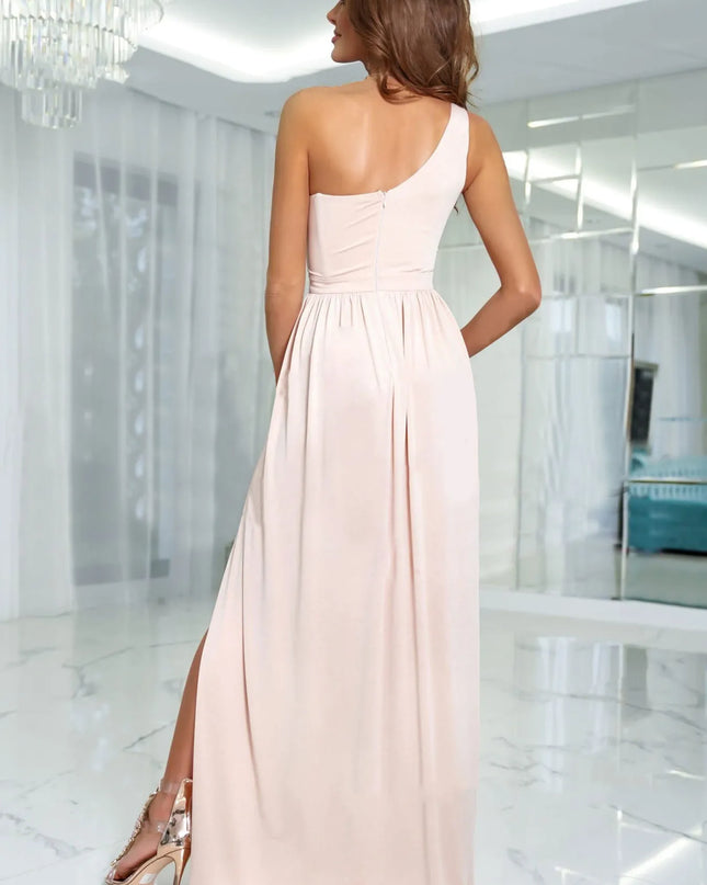 One-Shoulder High Slit Dress 