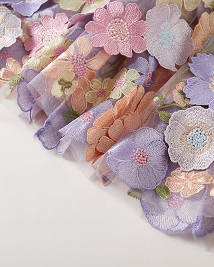 Floral Embroidered Mesh Overlay Maxi Dress