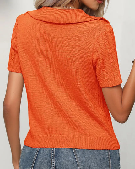 Cable Knit Short Sleeve Top
