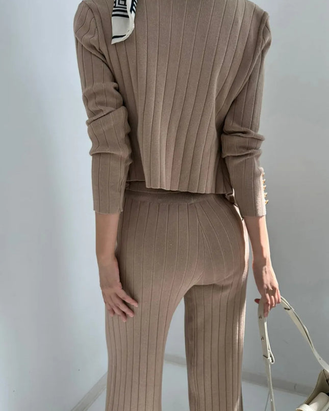 V-Neck Tank, Cardigan and Pants Three-Piece Sweater Set