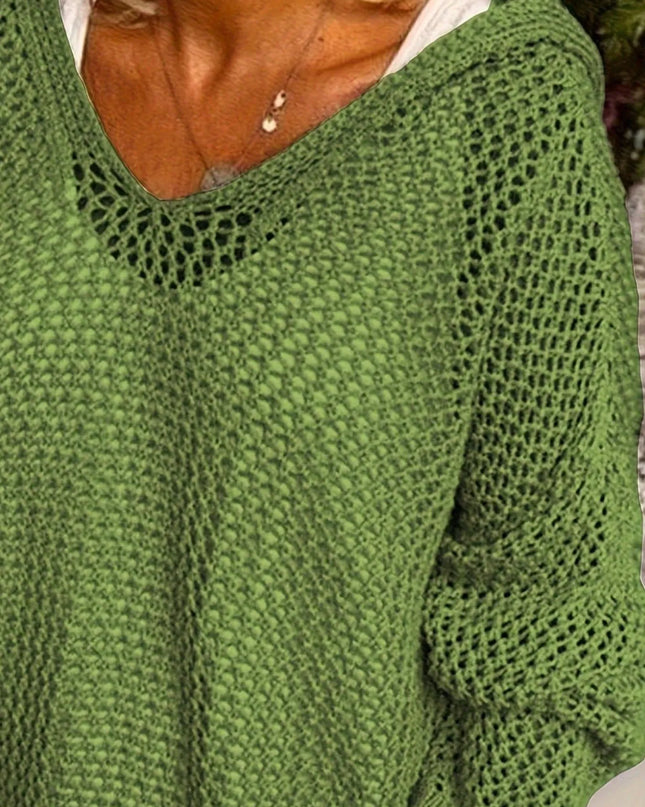 Openwork Long Sleeve Hooded Knit Cover Up