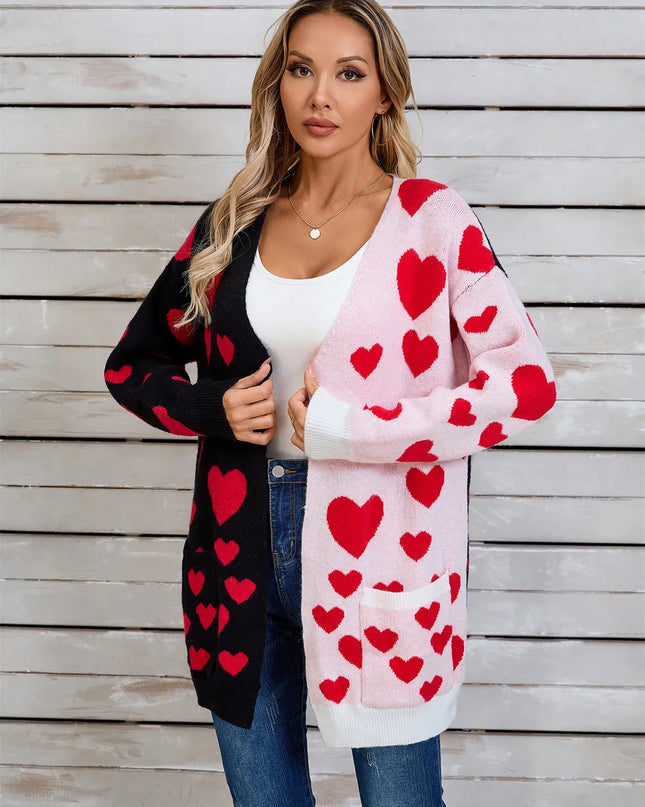 Angel Wings Heart Open Front Long Sleeve Cardigan
