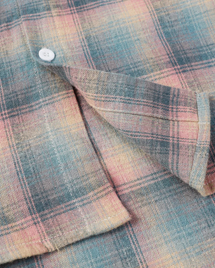 Men's Drawstring Plaid Button Up Hooded Shirt