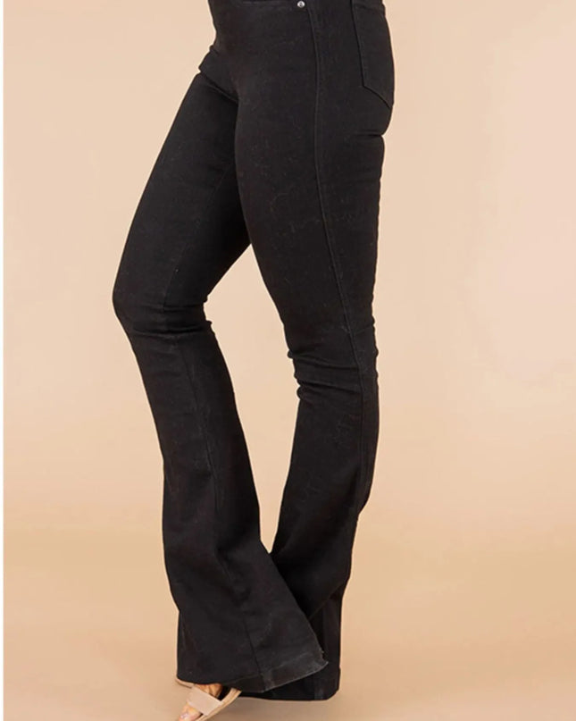 Full Size High-Waisted Flare Jeans Plus Size Black