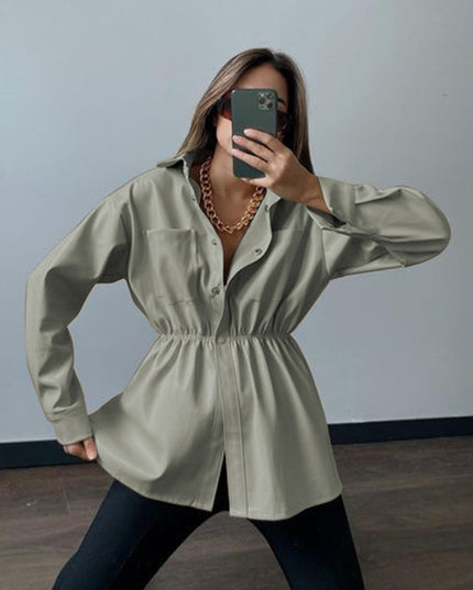 Snap Down Collared Jacket Matcha Green