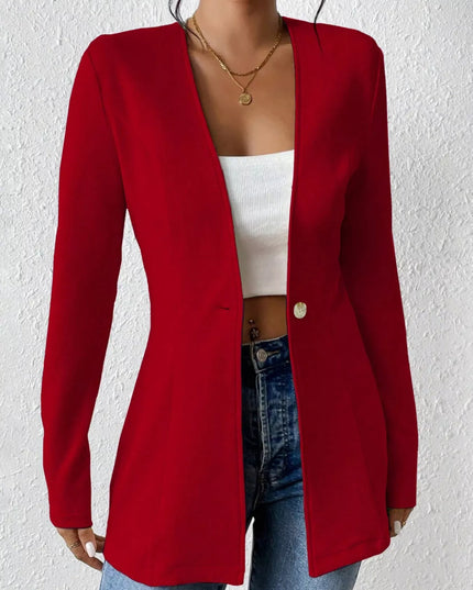 One Button Long Sleeve Blazer