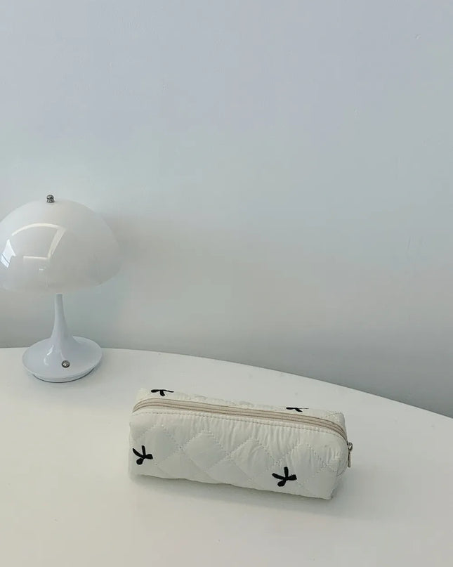 Bow Embroidered Quilted Storage Bag