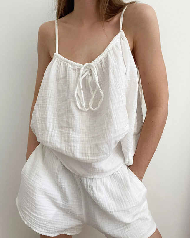 Tie Front Cami and Shorts Lounge Set