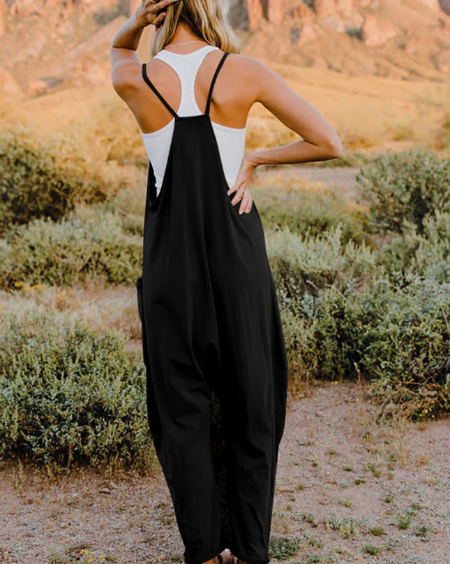 Double Take Full Size V-Neck Sleeveless Jumpsuit with Pockets