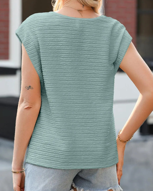 Asymmetrical Neck Short Sleeve Top