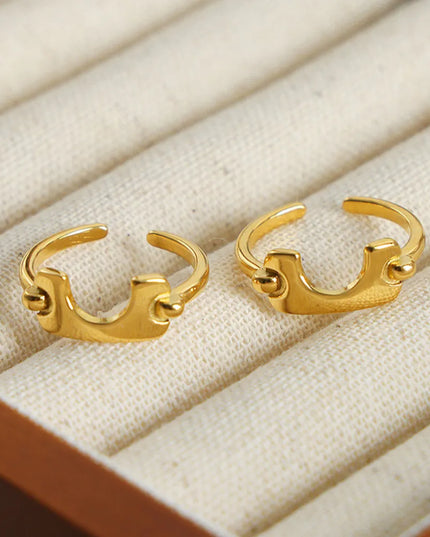 18K Gold-Plated Irregular Open Ring Gold One Size