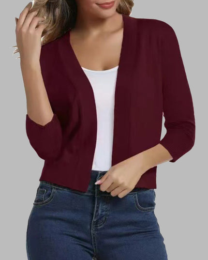 Open Front Cardigan Wine