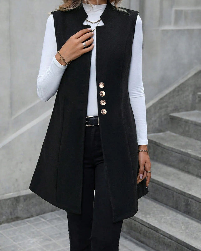 Button Up Longline Vest Coat