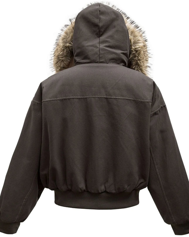 Men's Faux Fur Hooded Zip Up Jacket