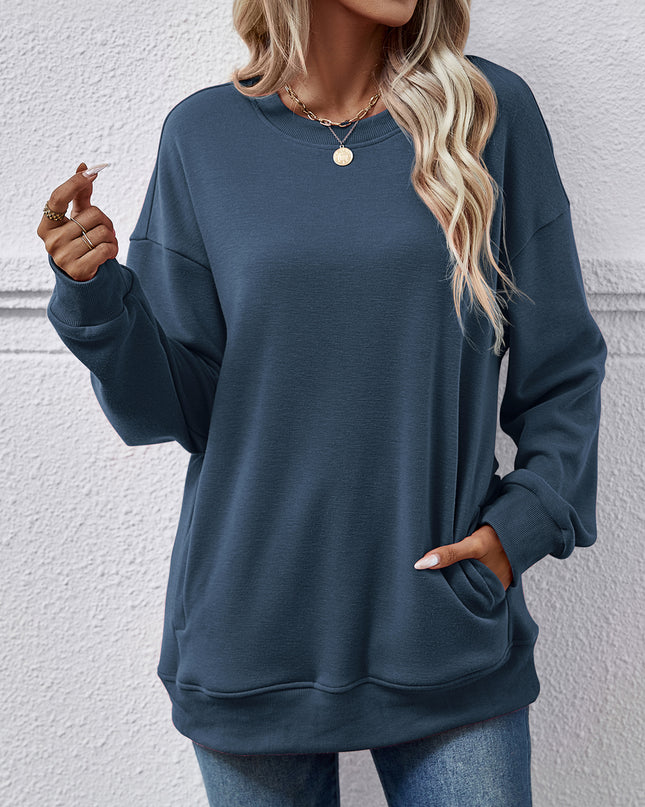 Dropped Shoulder Sweatshirt with Pockets