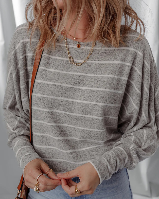 Stripe Dolman Sleeve Drop Shoulder Top