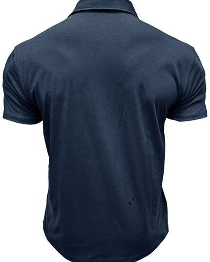 Men's Classic Pocket Polo Shirt with Stand Collar