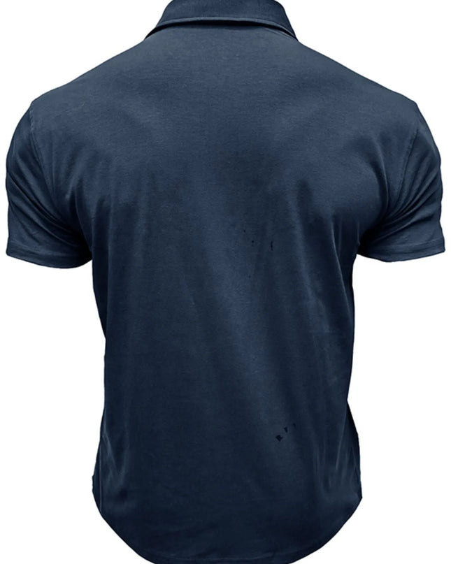 Men's Classic Pocket Polo Shirt with Stand Collar