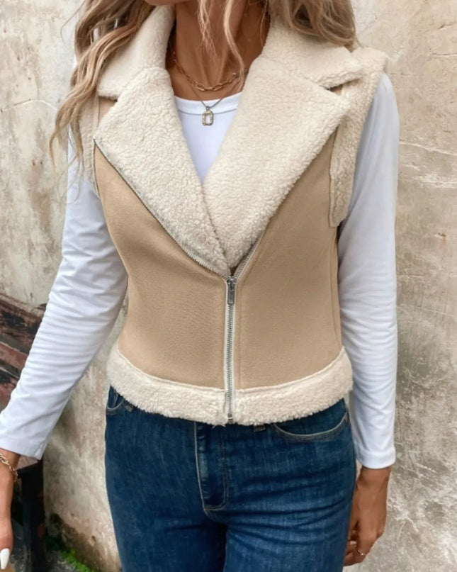 Zip Up Sherpa Vest Coat