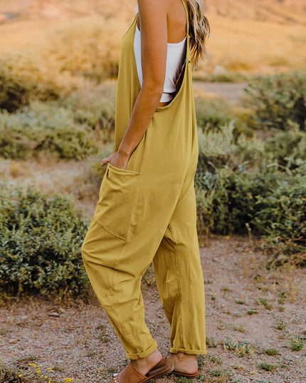 Double Take Full Size Sleeveless V-Neck Pocketed Jumpsuit