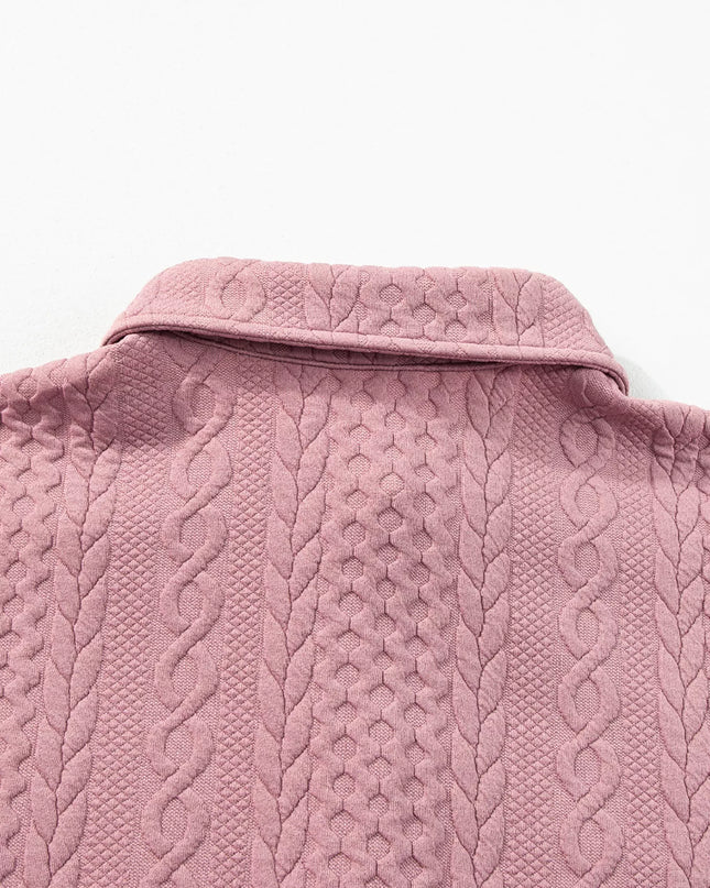 Cable Texture Puff Sleeve Loose Shacket