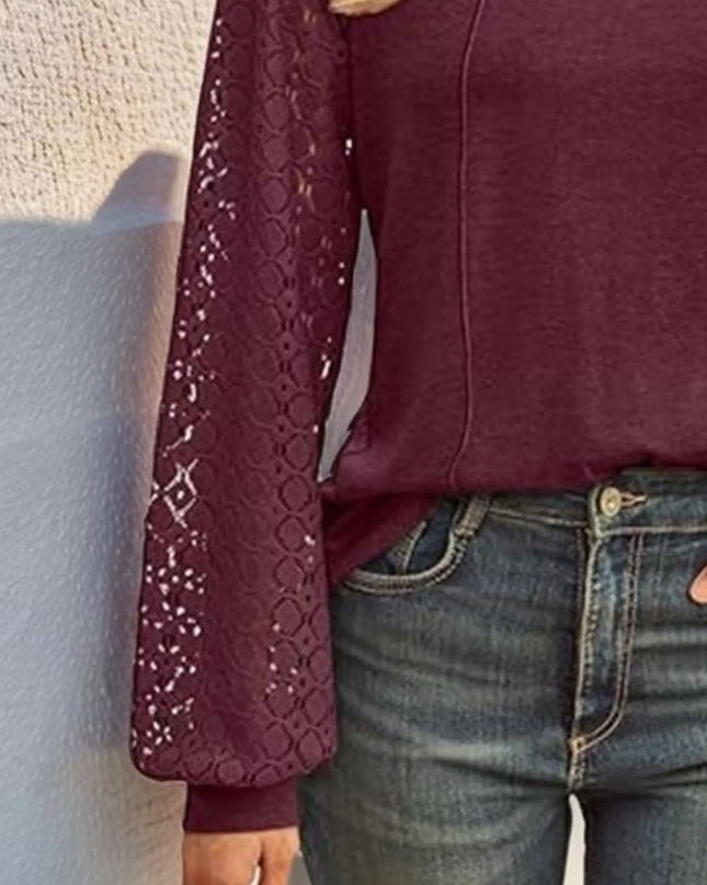 Round Neck Lace Sleeve Blouse