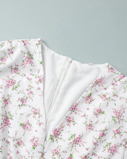 Floral Print Balloon Sleeve Dress