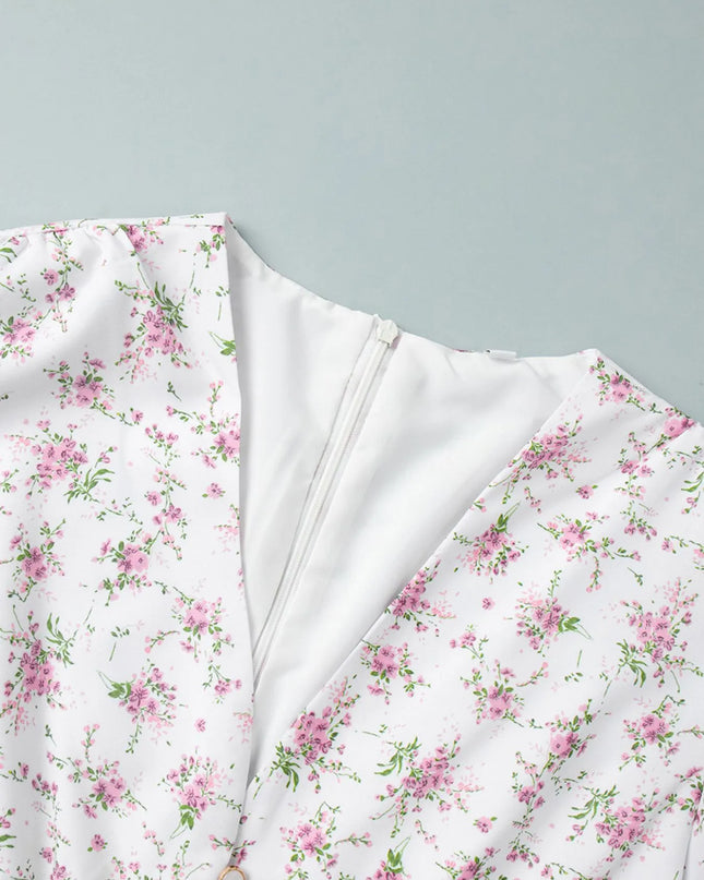 Floral Print Balloon Sleeve Dress