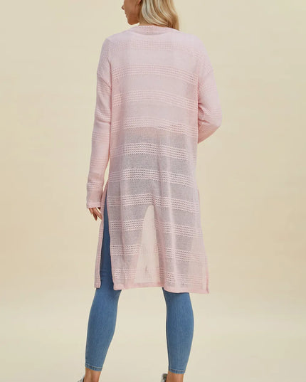 Double Take Full Size Open Front Longline Cardigan 