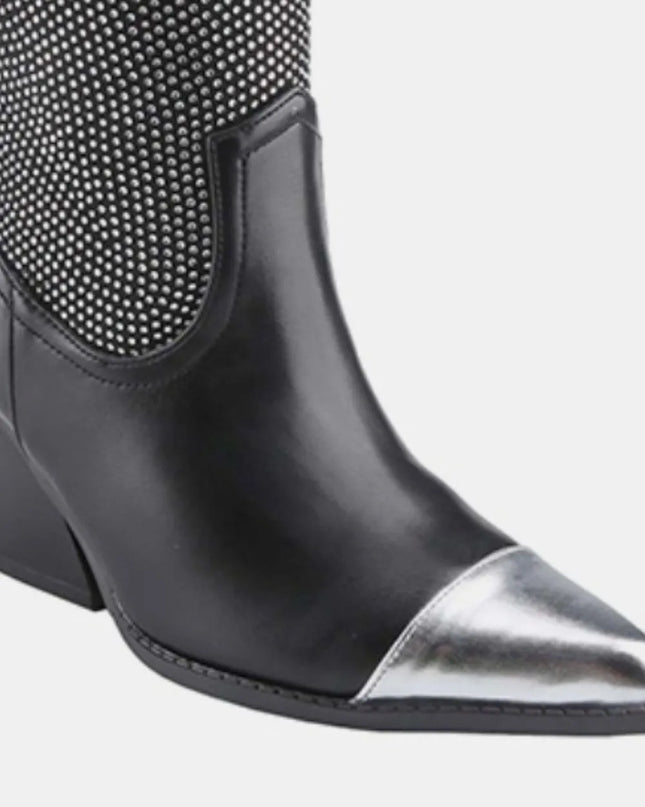 Weeboo Chunky Heel Rhinestone Western Cowboy Boots 