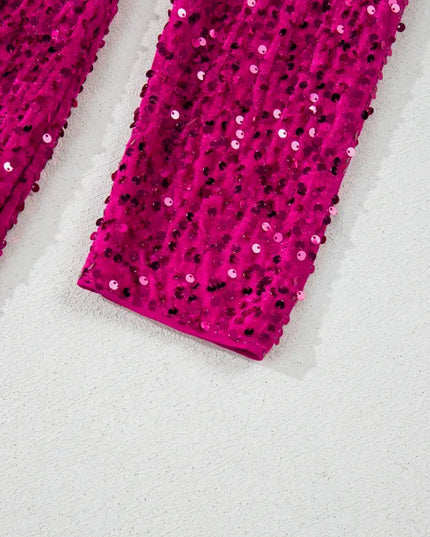 Sequin Surplice Long Sleeve Mini Dress