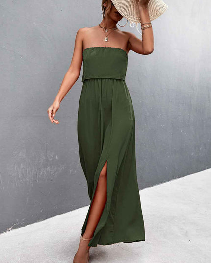 Strapless Split Maxi Dress