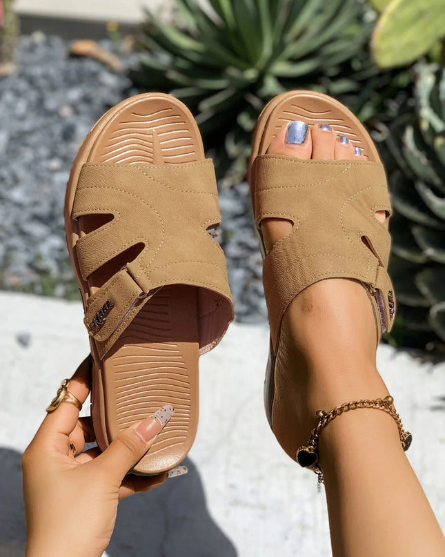 Casual Comfort Cut-Out Platform Slides 