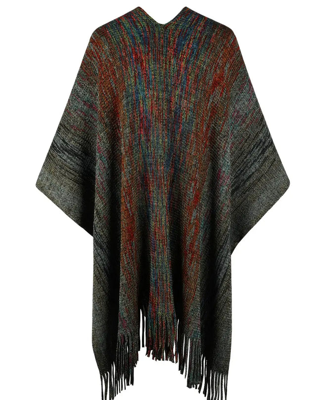 Heathered Fringe Hem Poncho
