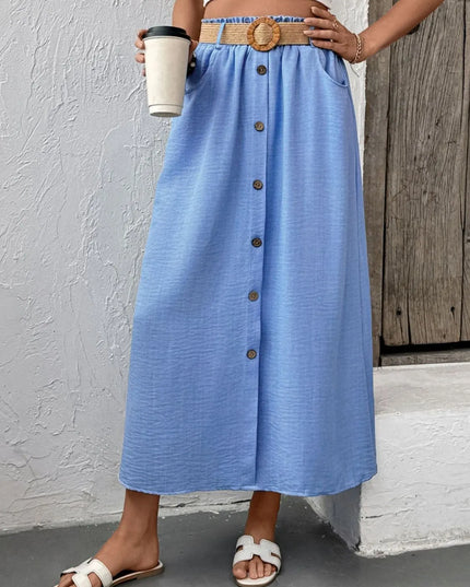 Decor Button Front Midi Skirt