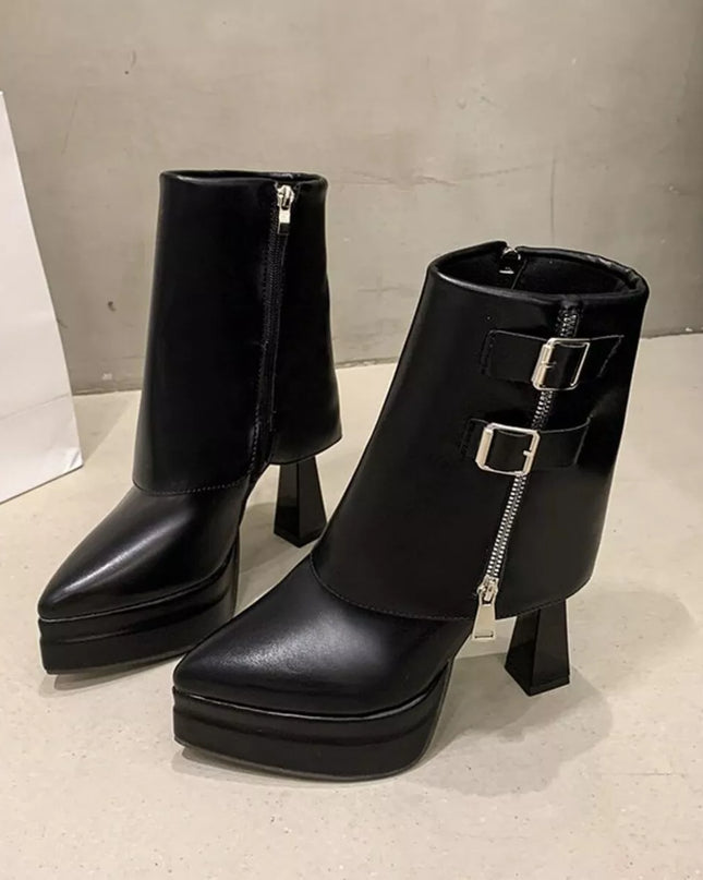 Point Toe High Heels Boots
