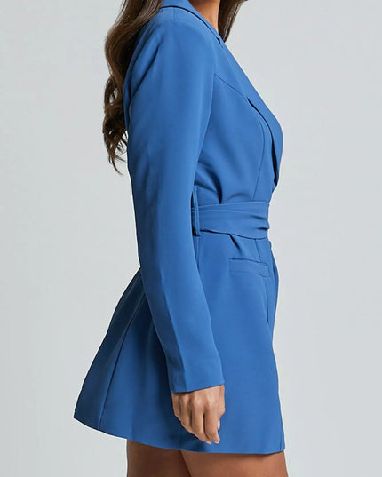 Lapel Collar Tie Waist Blazer