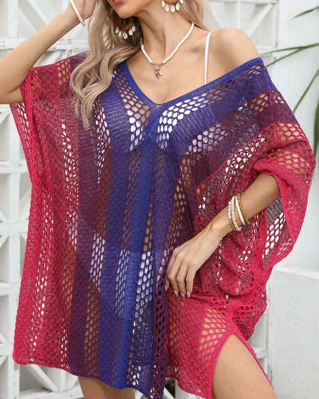 Rainbow Gradient Crochet Beach Cover Up