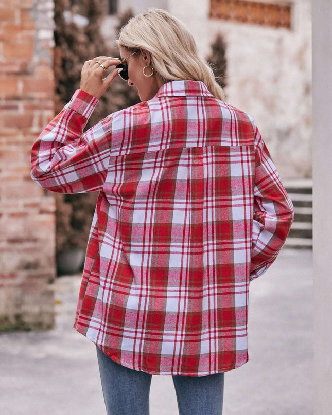 Plaid Button-Down Long Sleeve Shirt