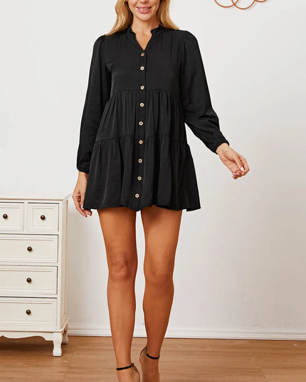 Ruffled Button Up Long Sleeve Tiered Shirt
