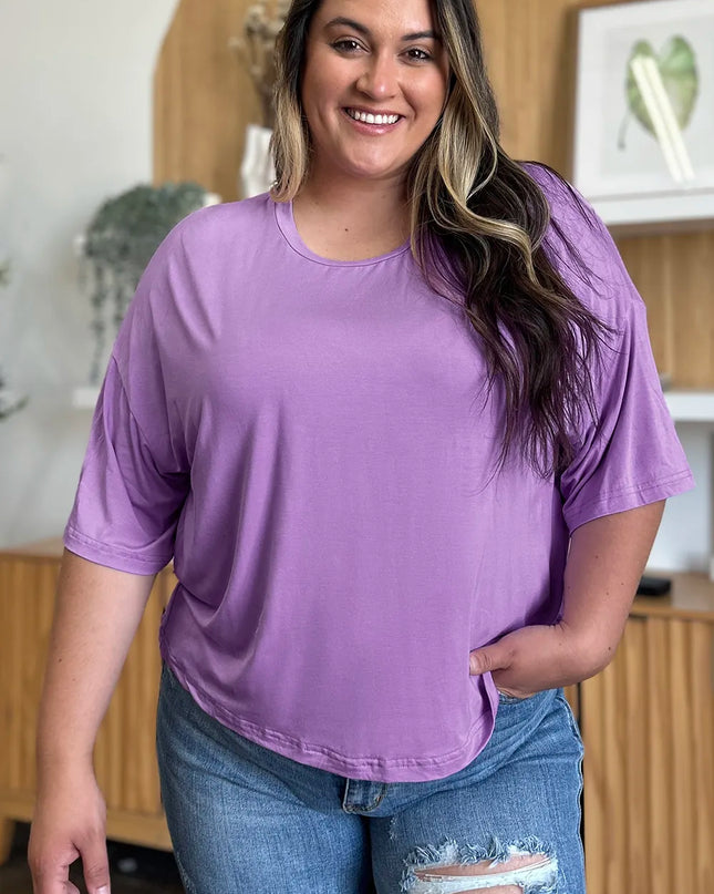 Basic Bae Bamboo Full Size Round Neck Drop Shoulder T-Shirt