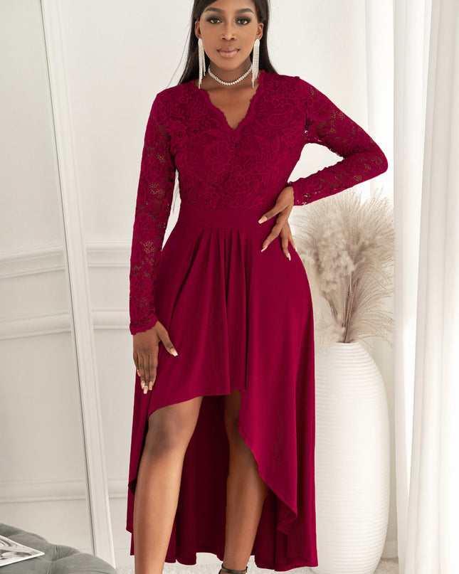 Lace High-Low V-Neck Dress 