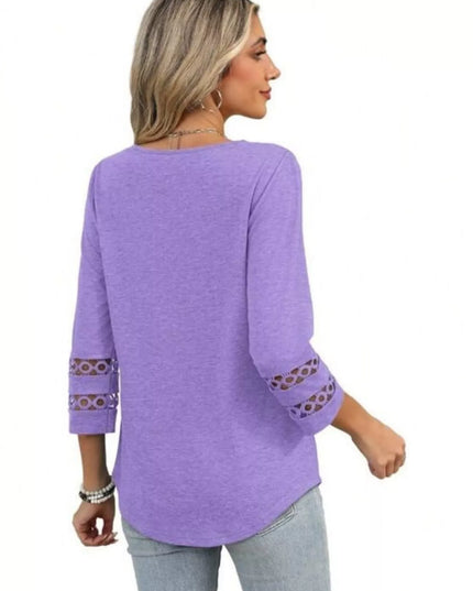 Full Size V-Neck 3/4 Sleeve T-Shirt Plus Size