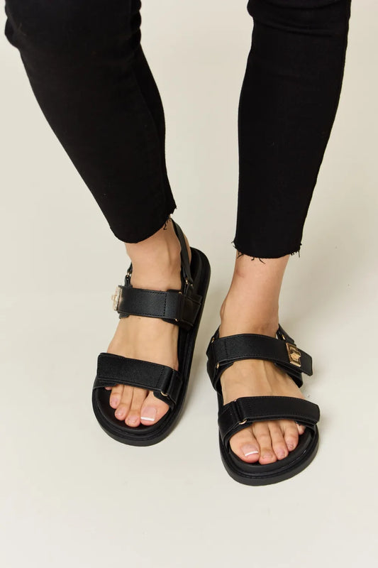 WILD DIVA Velcro Double Strap Slingback Sandals 