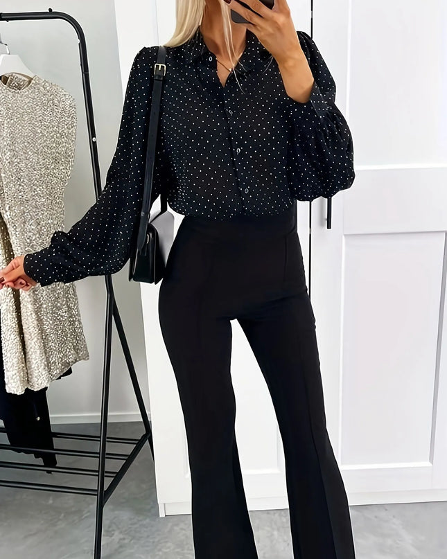 Polka Dot Oversized Button-Up Shirt