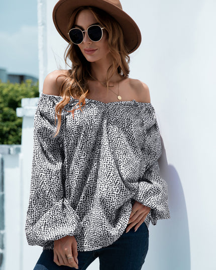 Printed Tie-Neck Balloon Sleeve Blouse