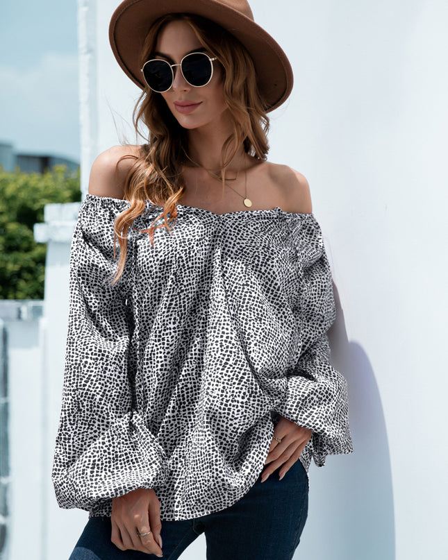 Printed Tie-Neck Balloon Sleeve Blouse