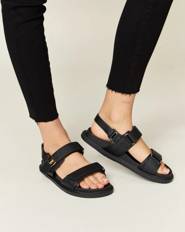 WILD DIVA Velcro Double Strap Slingback Sandals 